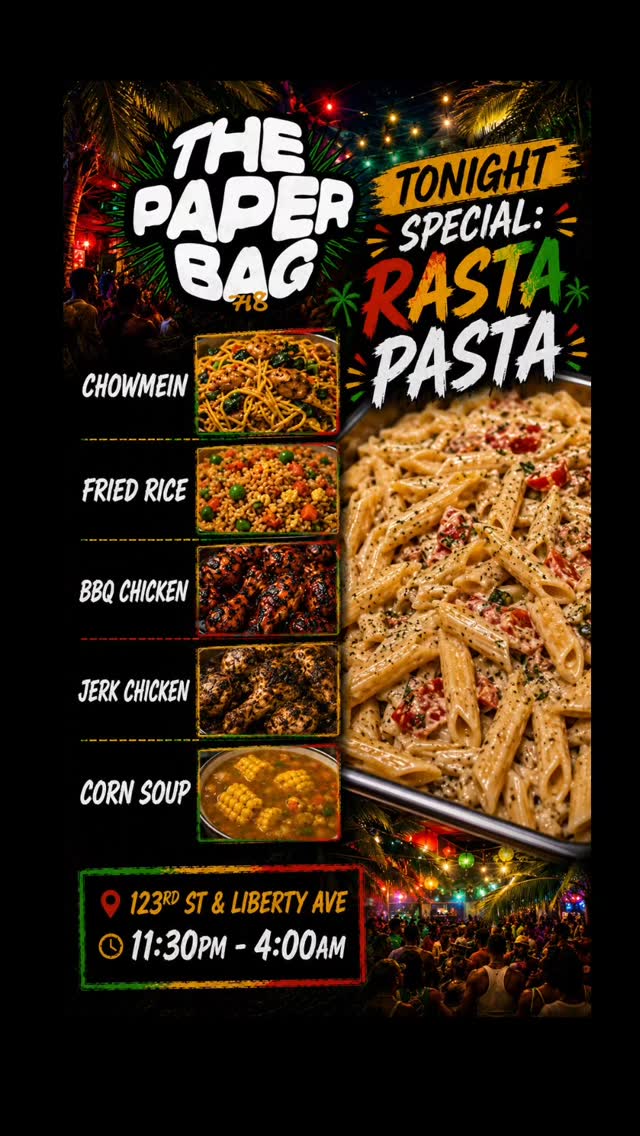 Rasta pasta menu